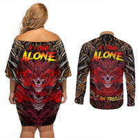 If I Stand Alone I Know I'm With Someone I Can Trust Couples Matching Off Shoulder Short Dress and Long Sleeve Button Shirts - Wonder Print Shop