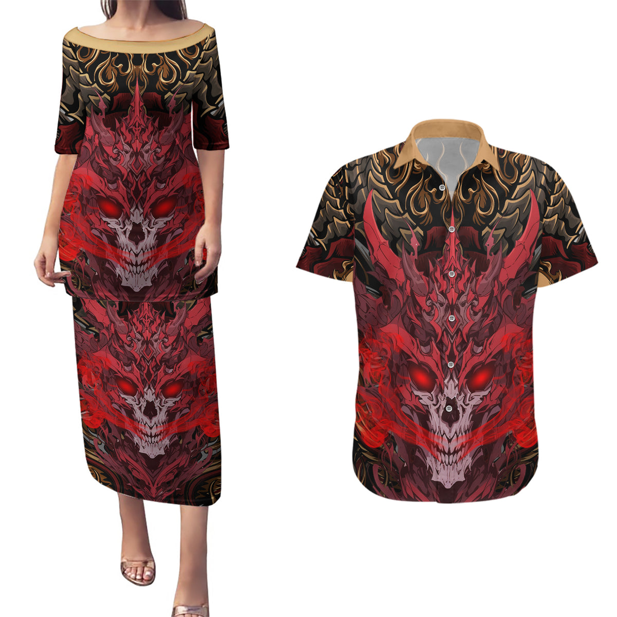 If I Stand Alone I Know I'm With Someone I Can Trust Couples Matching Puletasi Dress and Hawaiian Shirt - Wonder Print Shop