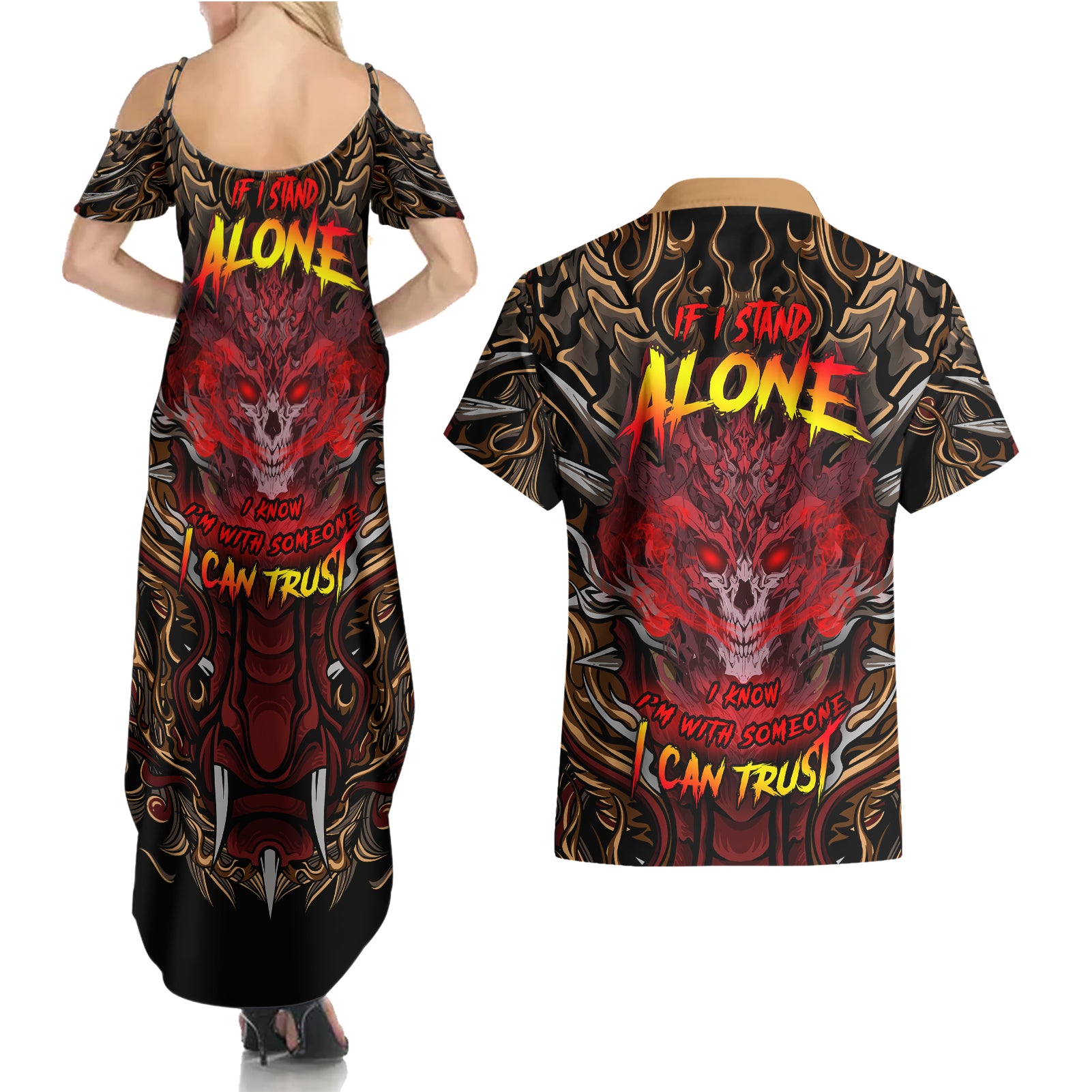If I Stand Alone I Know I'm With Someone I Can Trust Couples Matching Summer Maxi Dress and Hawaiian Shirt - Wonder Print Shop