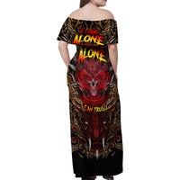 If I Stand Alone I Know I'm With Someone I Can Trust Family Matching Off Shoulder Maxi Dress and Hawaiian Shirt - Wonder Print Shop