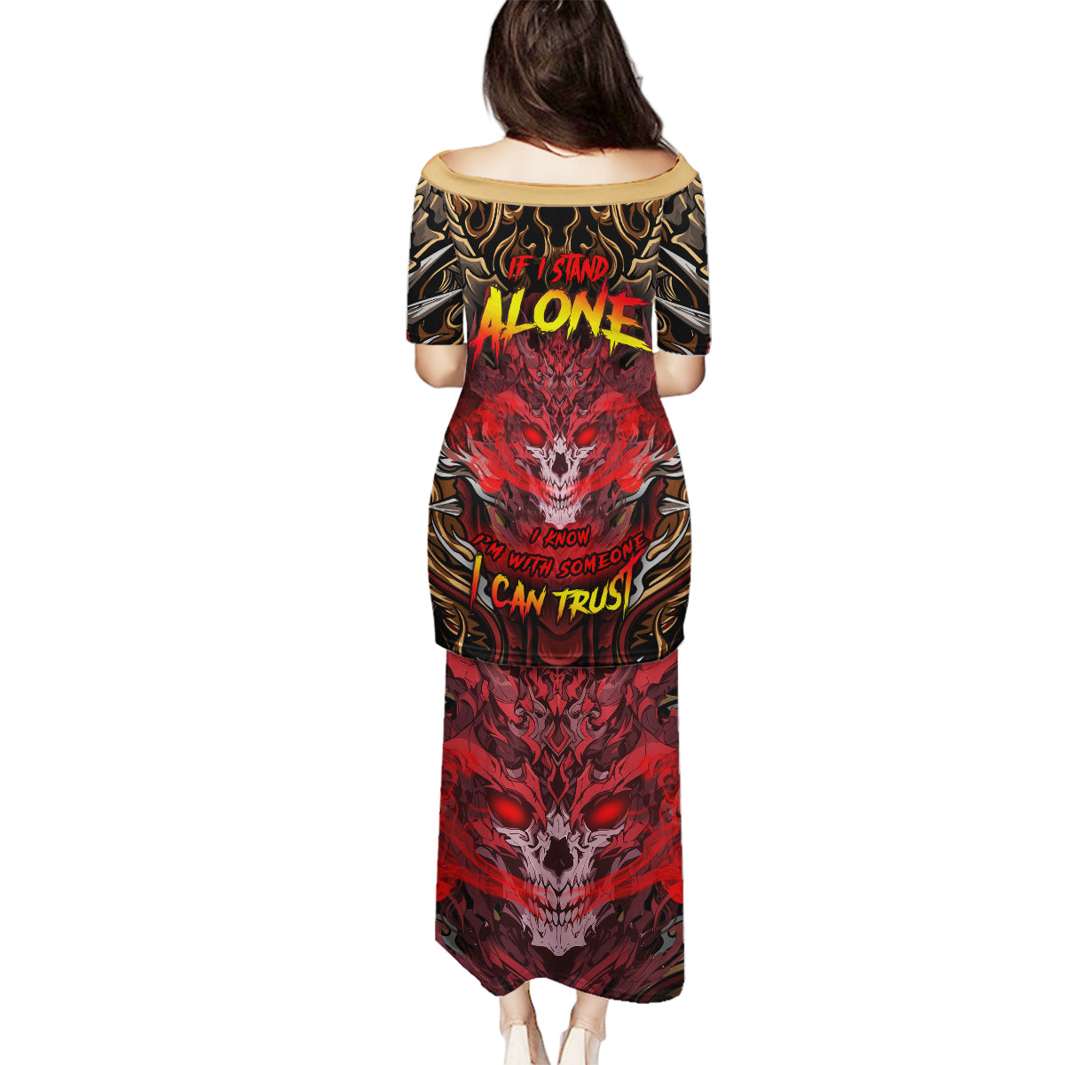 If I Stand Alone I Know I'm With Someone I Can Trust Family Matching Puletasi Dress and Hawaiian Shirt - Wonder Print Shop