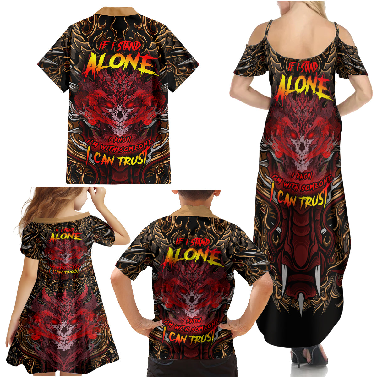 If I Stand Alone I Know I'm With Someone I Can Trust Family Matching Summer Maxi Dress and Hawaiian Shirt - Wonder Print Shop