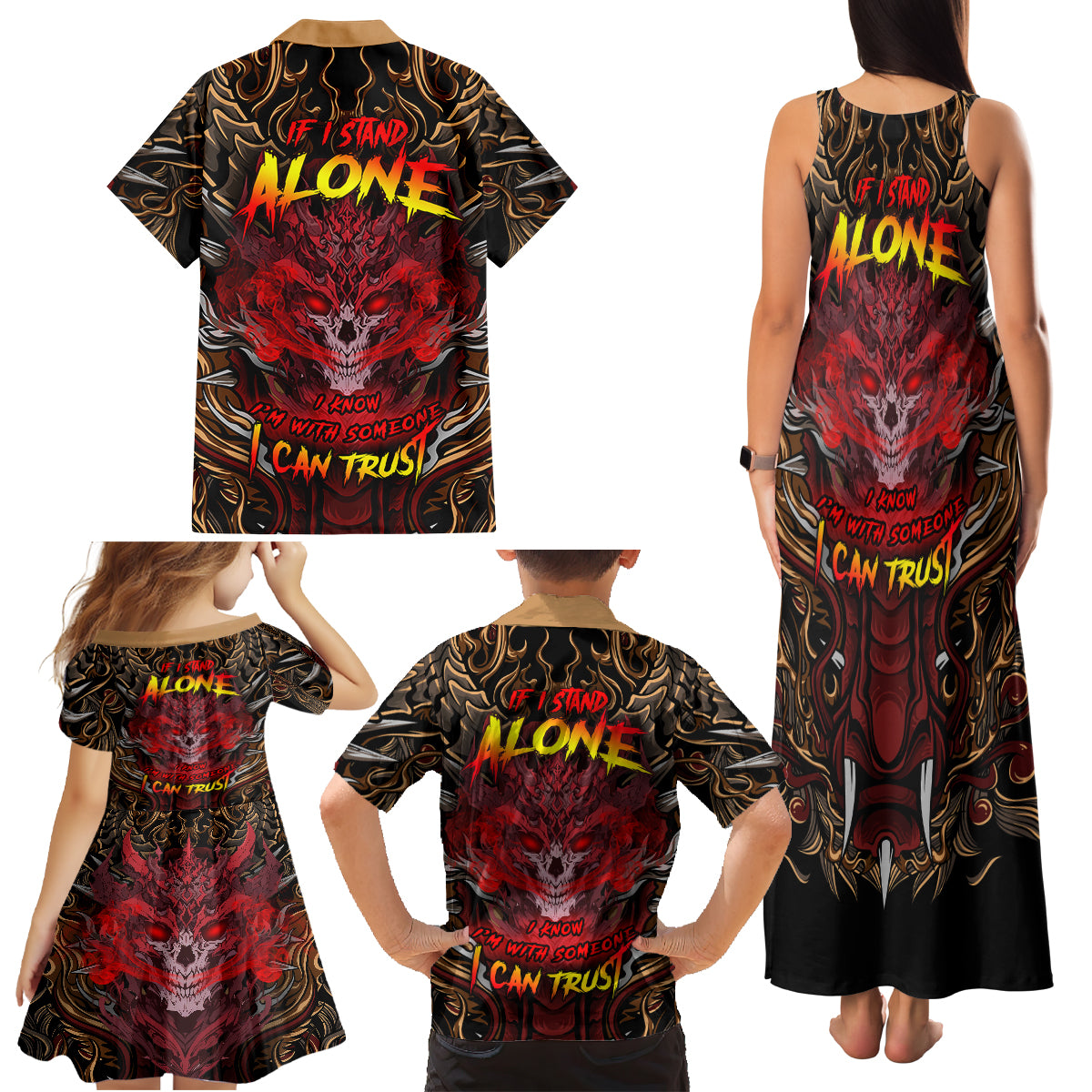 If I Stand Alone I Know I'm With Someone I Can Trust Family Matching Tank Maxi Dress and Hawaiian Shirt - Wonder Print Shop