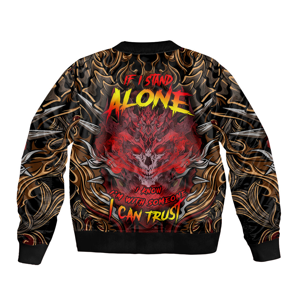 If I Stand Alone I Know I'm With Someone I Can Trust Sleeve Zip Bomber Jacket - Wonder Print Shop