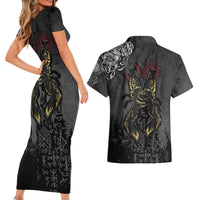 Viking Skoll and Hati Couples Matching Short Sleeve Bodycon Dress and Hawaiian Shirt Chasing Eternity - Wonder Print Shop