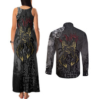 Viking Skoll and Hati Couples Matching Tank Maxi Dress and Long Sleeve Button Shirts Chasing Eternity - Wonder Print Shop