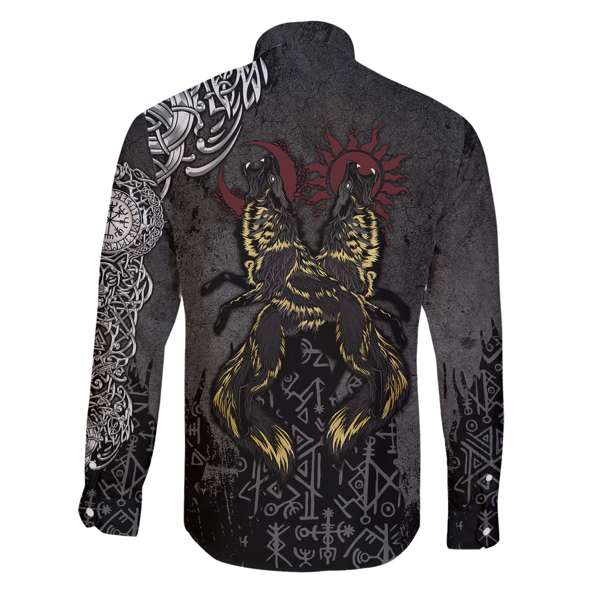 Viking Skoll and Hati Family Matching Long Sleeve Bodycon Dress and Hawaiian Shirt Chasing Eternity - Wonder Print Shop