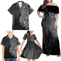 Viking Skoll and Hati Family Matching Off Shoulder Maxi Dress and Hawaiian Shirt Chasing Eternity - Wonder Print Shop