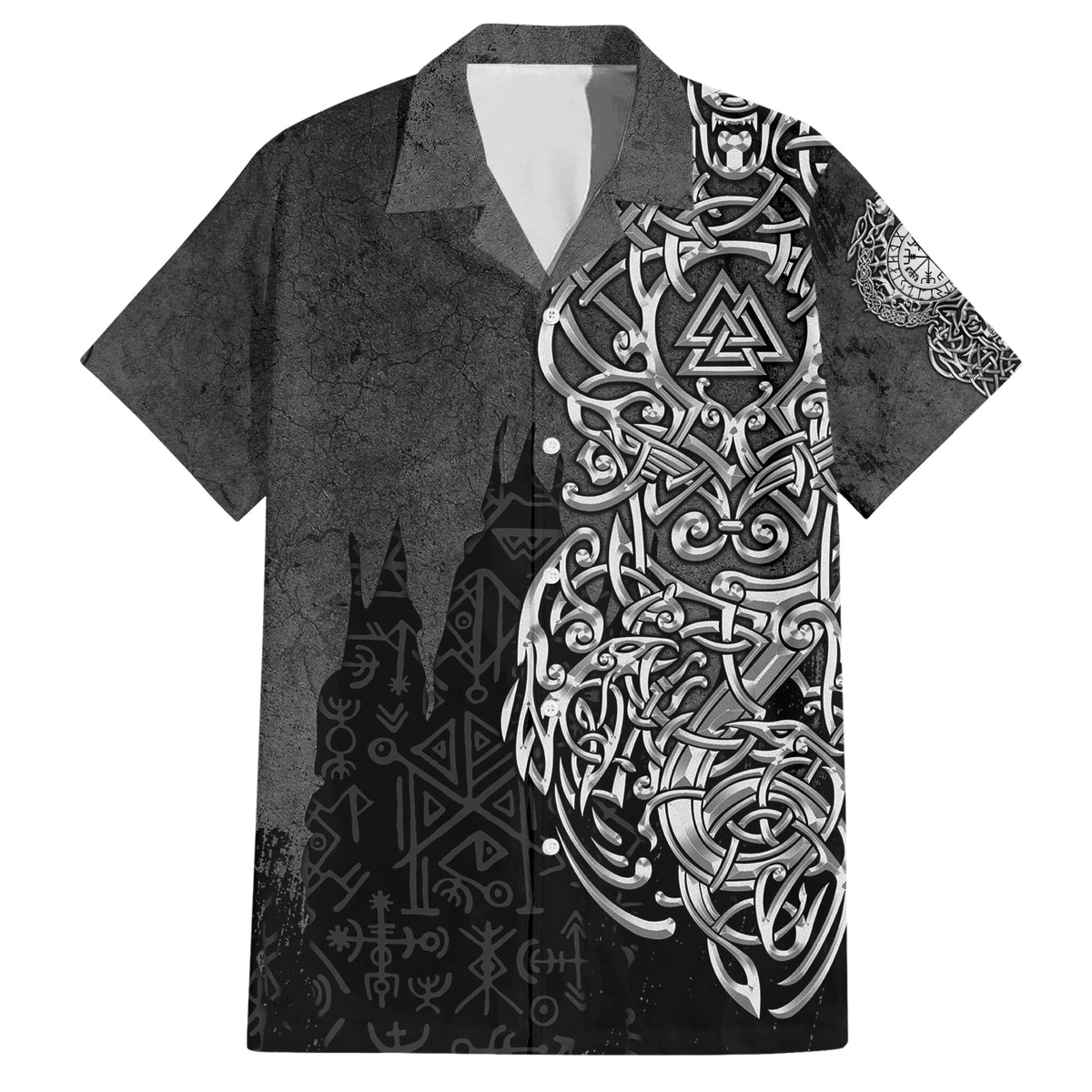Viking Skoll and Hati Family Matching Short Sleeve Bodycon Dress and Hawaiian Shirt Chasing Eternity - Wonder Print Shop
