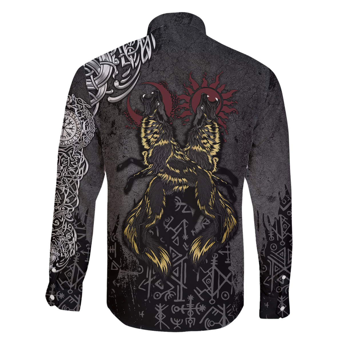 Viking Skoll and Hati Family Matching Short Sleeve Bodycon Dress and Hawaiian Shirt Chasing Eternity - Wonder Print Shop