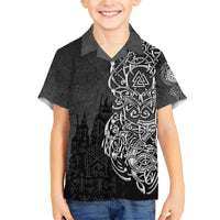 Viking Skoll and Hati Family Matching Short Sleeve Bodycon Dress and Hawaiian Shirt Chasing Eternity - Wonder Print Shop