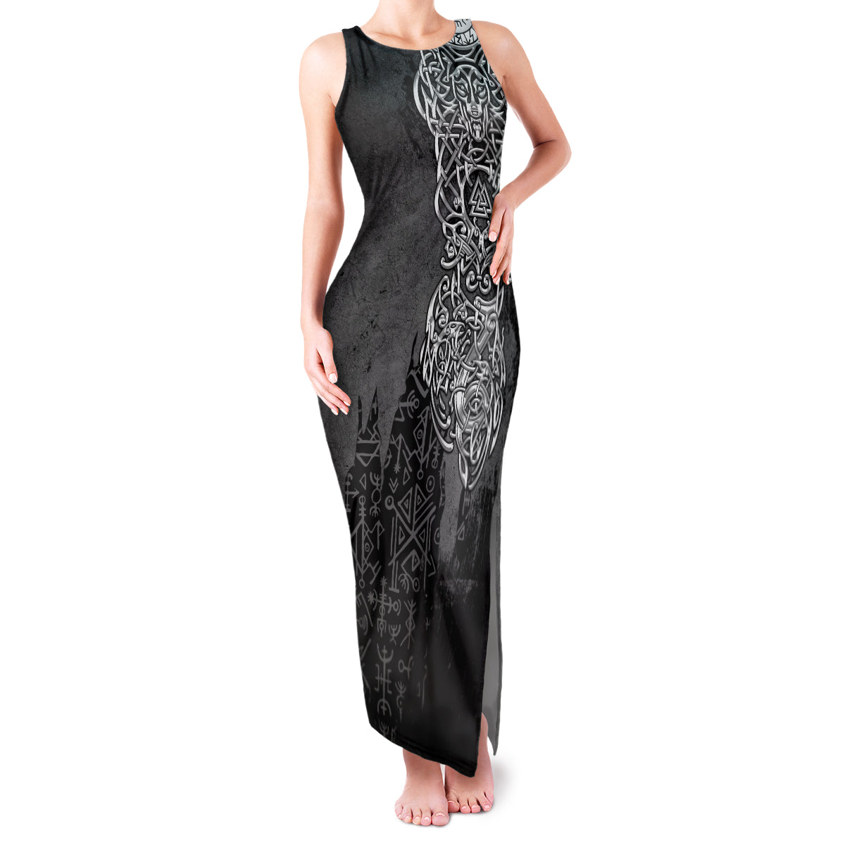 Viking Skoll and Hati Family Matching Tank Maxi Dress and Hawaiian Shirt Chasing Eternity - Wonder Print Shop