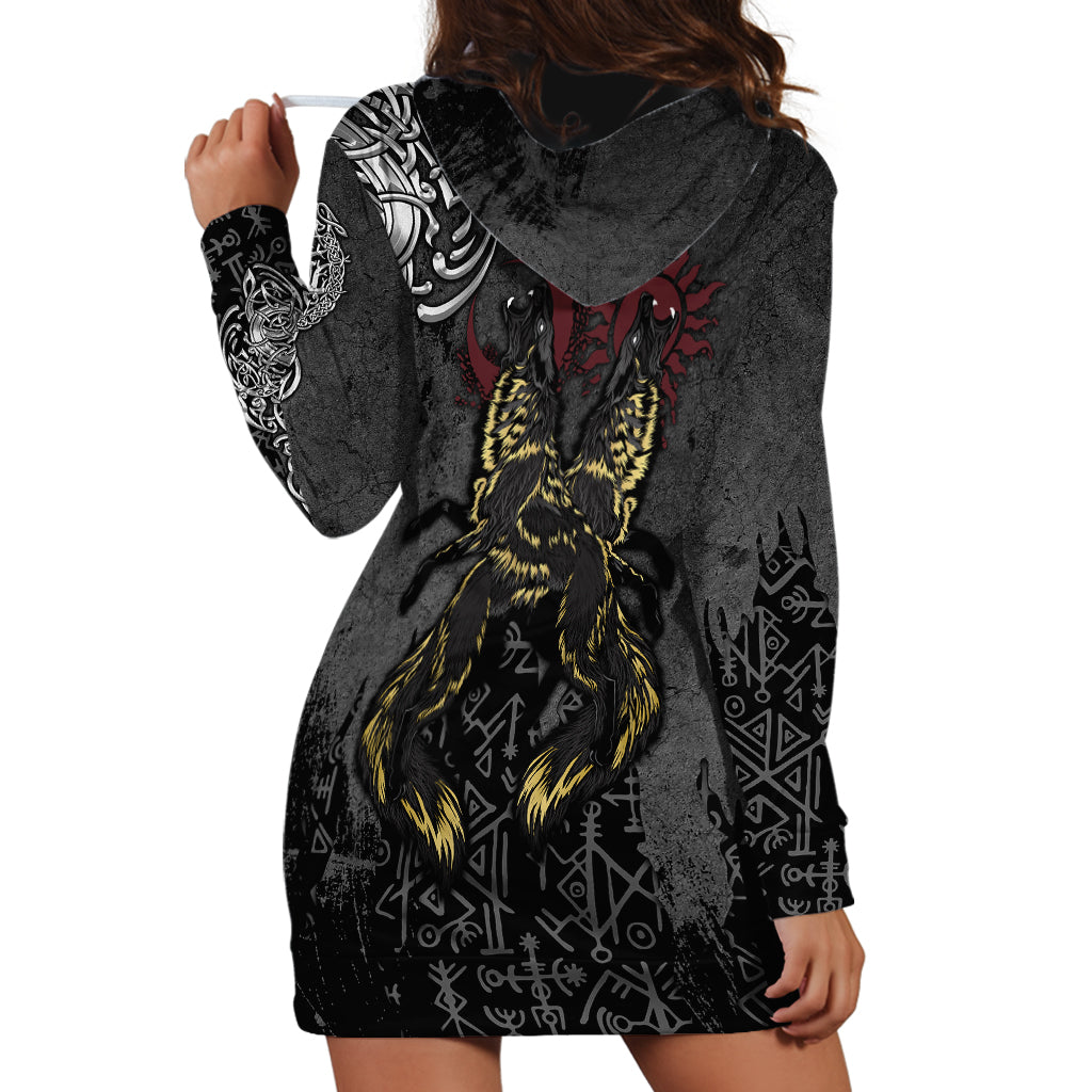 Viking Skoll and Hati Hoodie Dress Chasing Eternity - Wonder Print Shop