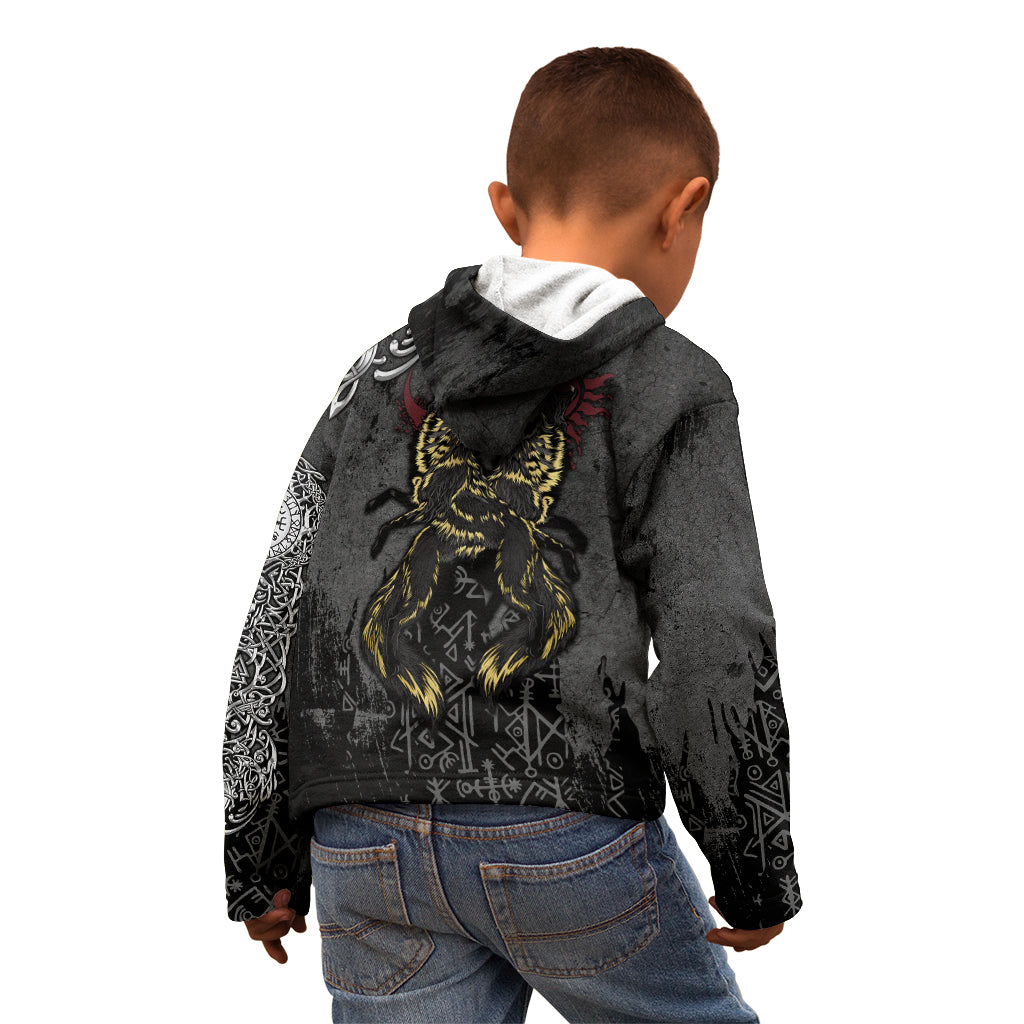 Viking Skoll and Hati Kid Hoodie Chasing Eternity - Wonder Print Shop