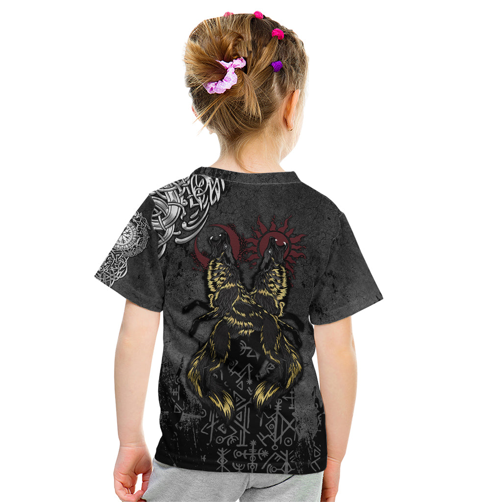 Viking Skoll and Hati Kid T Shirt Chasing Eternity - Wonder Print Shop