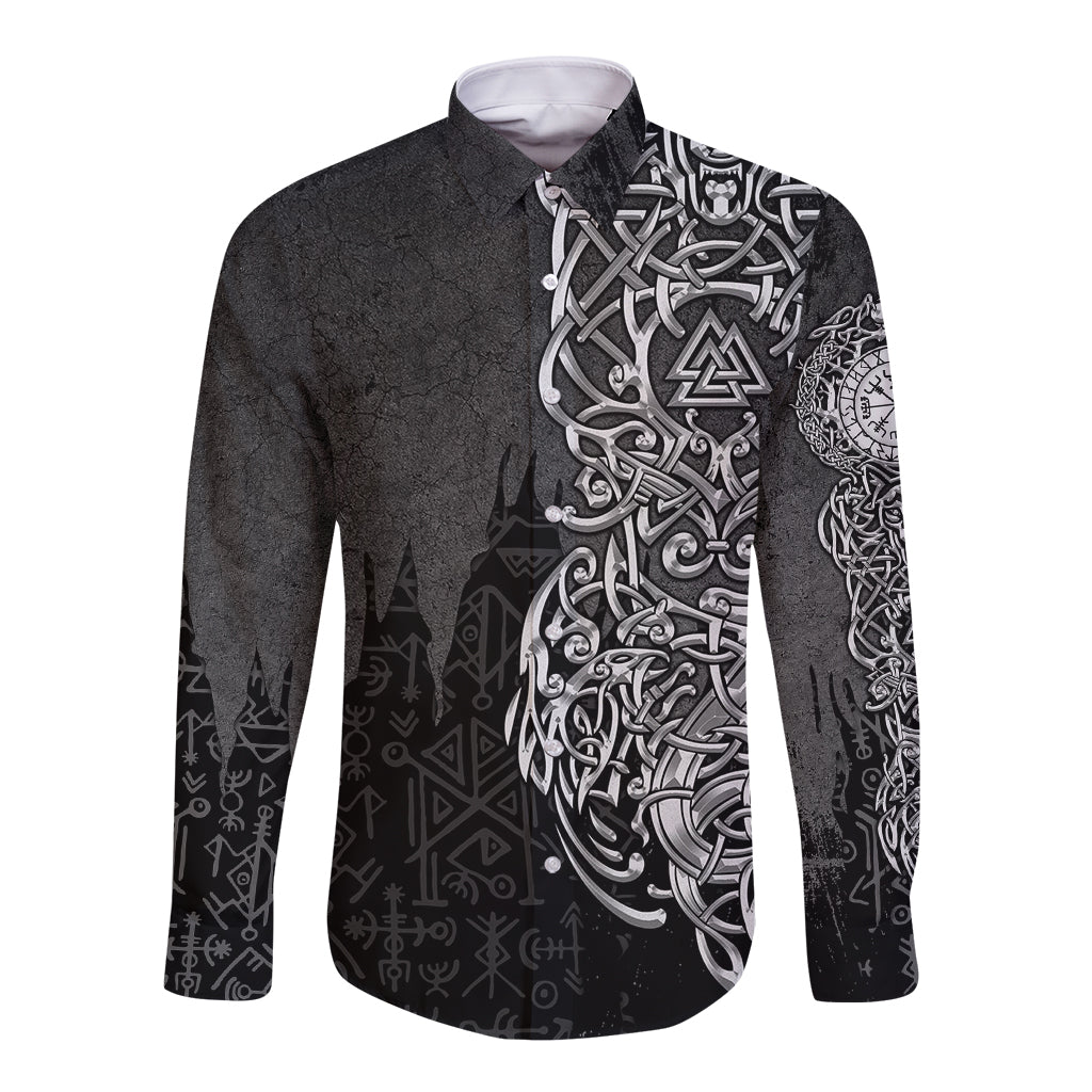 Viking Skoll and Hati Long Sleeve Button Shirt Chasing Eternity - Wonder Print Shop
