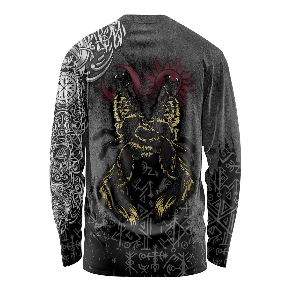 Viking Skoll and Hati Long Sleeve Shirt Chasing Eternity - Wonder Print Shop