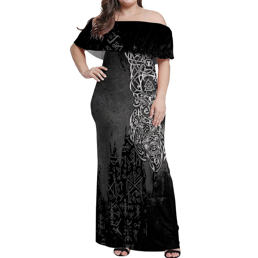 Viking Skoll and Hati Off Shoulder Maxi Dress Chasing Eternity - Wonder Print Shop