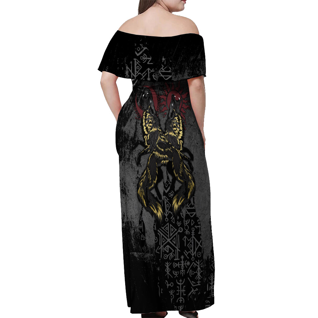 Viking Skoll and Hati Off Shoulder Maxi Dress Chasing Eternity - Wonder Print Shop
