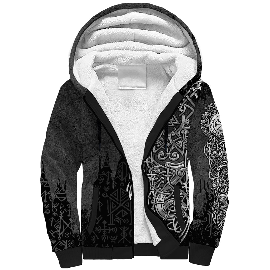 Viking Skoll and Hati Sherpa Hoodie Chasing Eternity - Wonder Print Shop