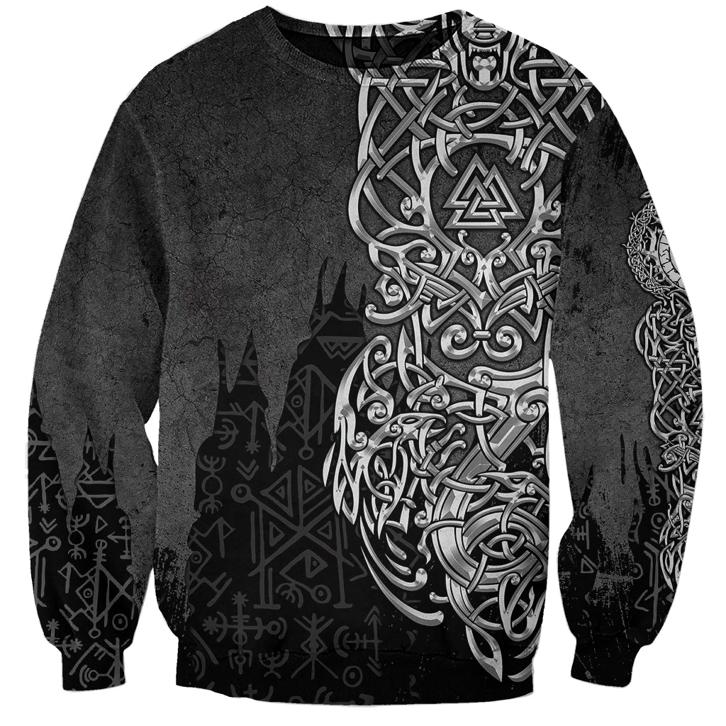 Viking Skoll and Hati Sweatshirt Chasing Eternity - Wonder Print Shop