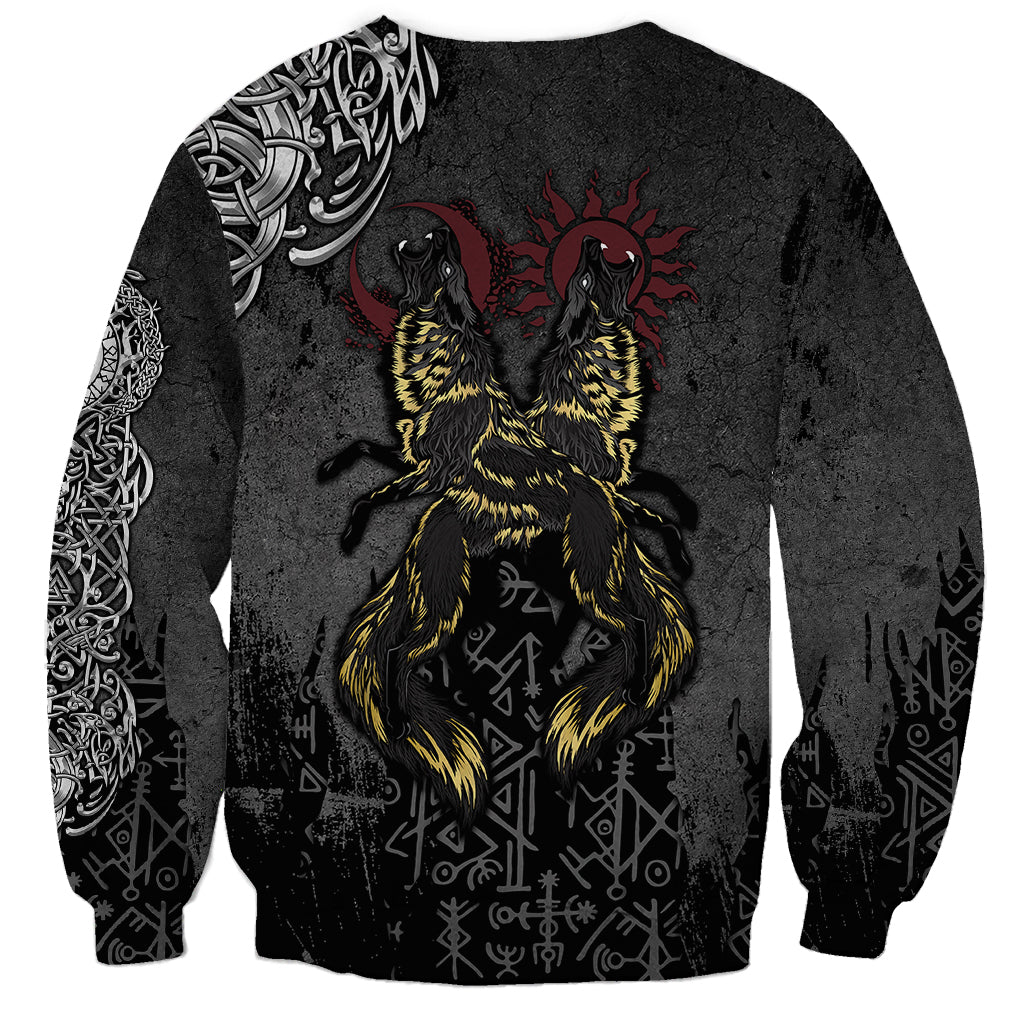 Viking Skoll and Hati Sweatshirt Chasing Eternity - Wonder Print Shop