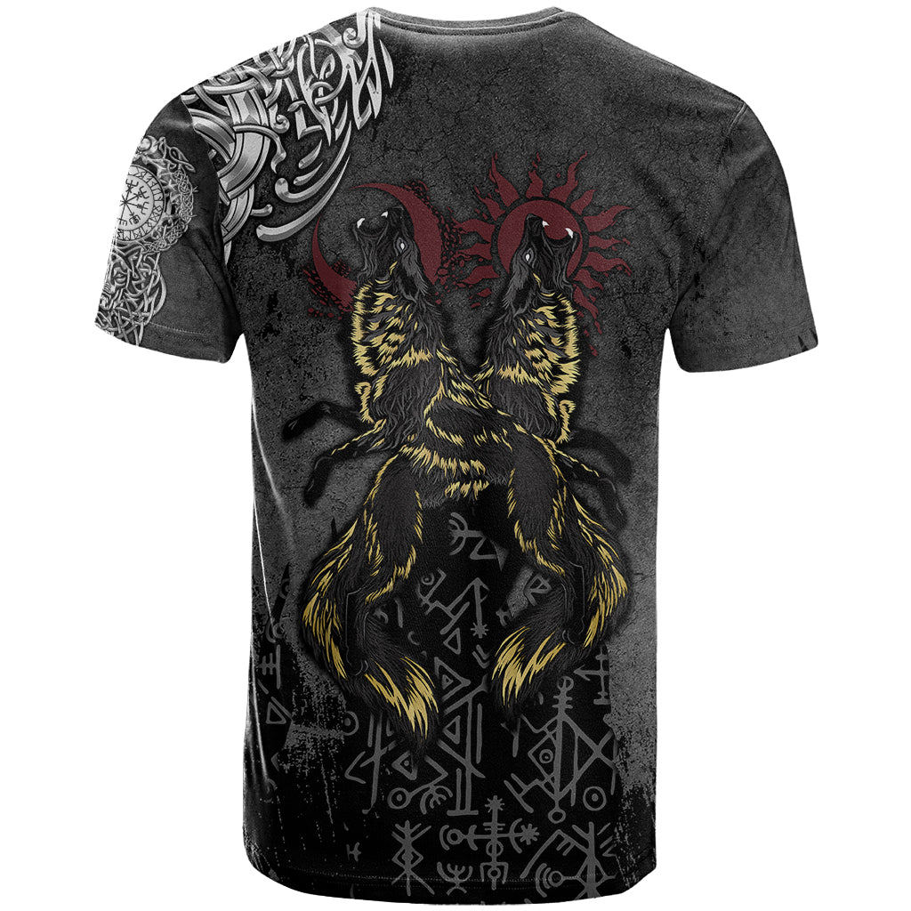 Viking Skoll and Hati T Shirt Chasing Eternity - Wonder Print Shop