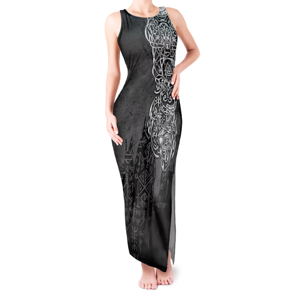 Viking Skoll and Hati Tank Maxi Dress Chasing Eternity - Wonder Print Shop