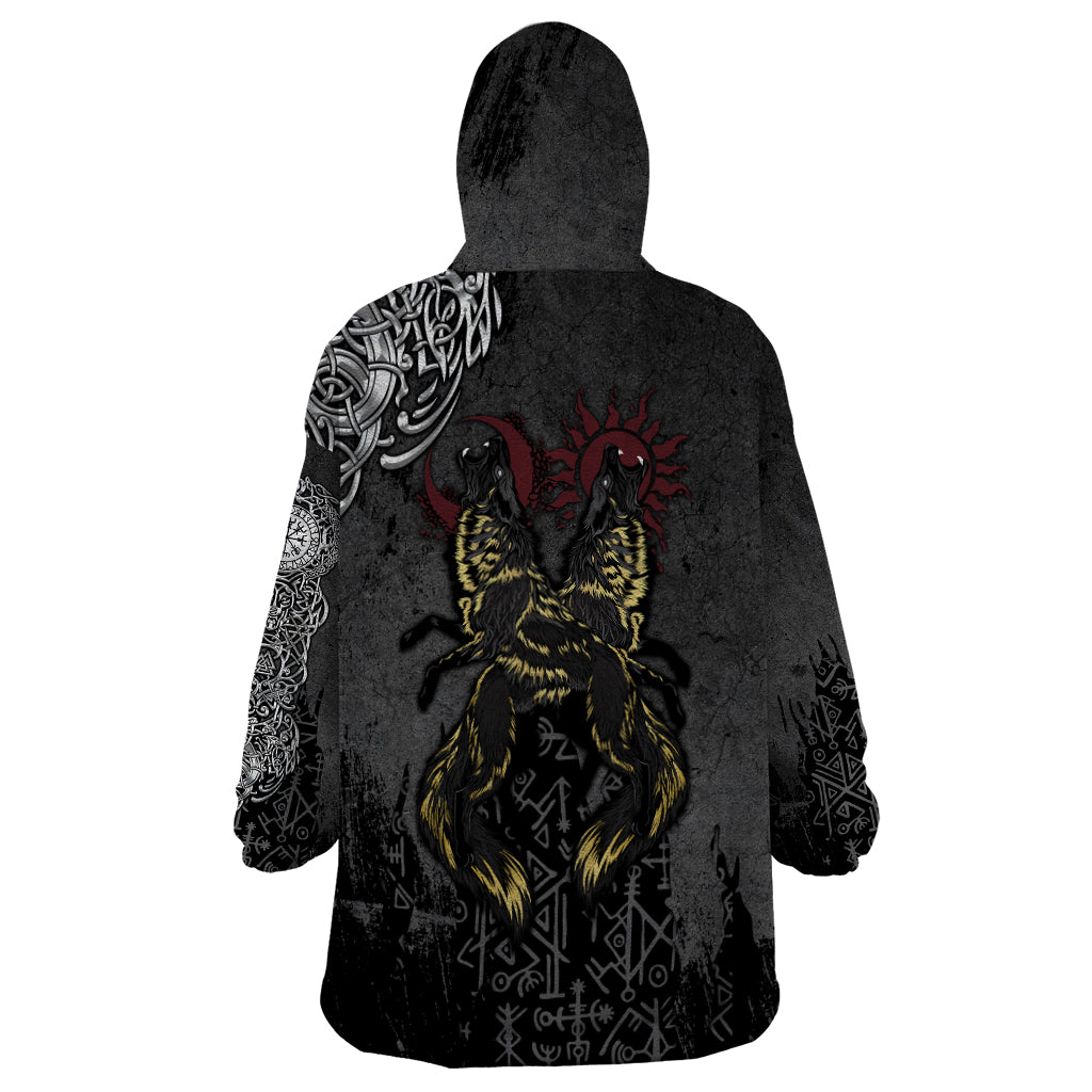 Viking Skoll and Hati Wearable Blanket Hoodie Chasing Eternity - Wonder Print Shop