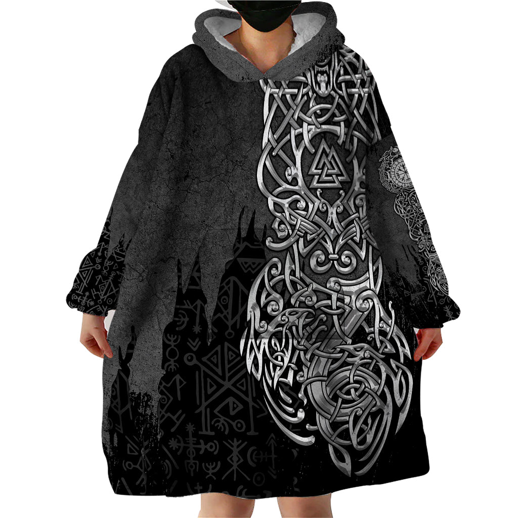 Viking Skoll and Hati Wearable Blanket Hoodie Chasing Eternity - Wonder Print Shop