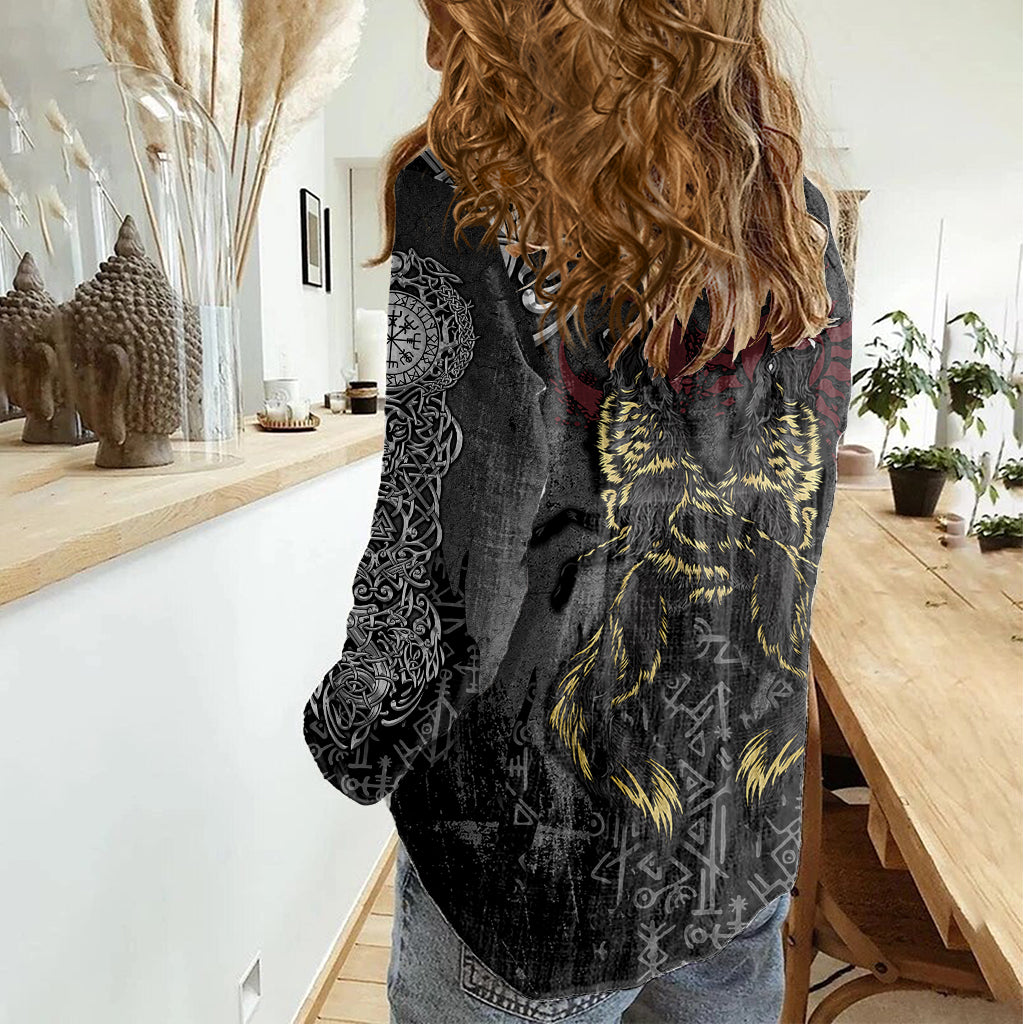 Viking Skoll and Hati Women Casual Shirt Chasing Eternity - Wonder Print Shop
