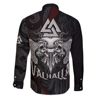 Viking Valhalla Family Matching Long Sleeve Bodycon Dress and Hawaiian Shirt Skull And Axe - Wonder Print Shop