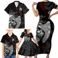Viking Valhalla Family Matching Short Sleeve Bodycon Dress and Hawaiian Shirt Skull And Axe - Wonder Print Shop