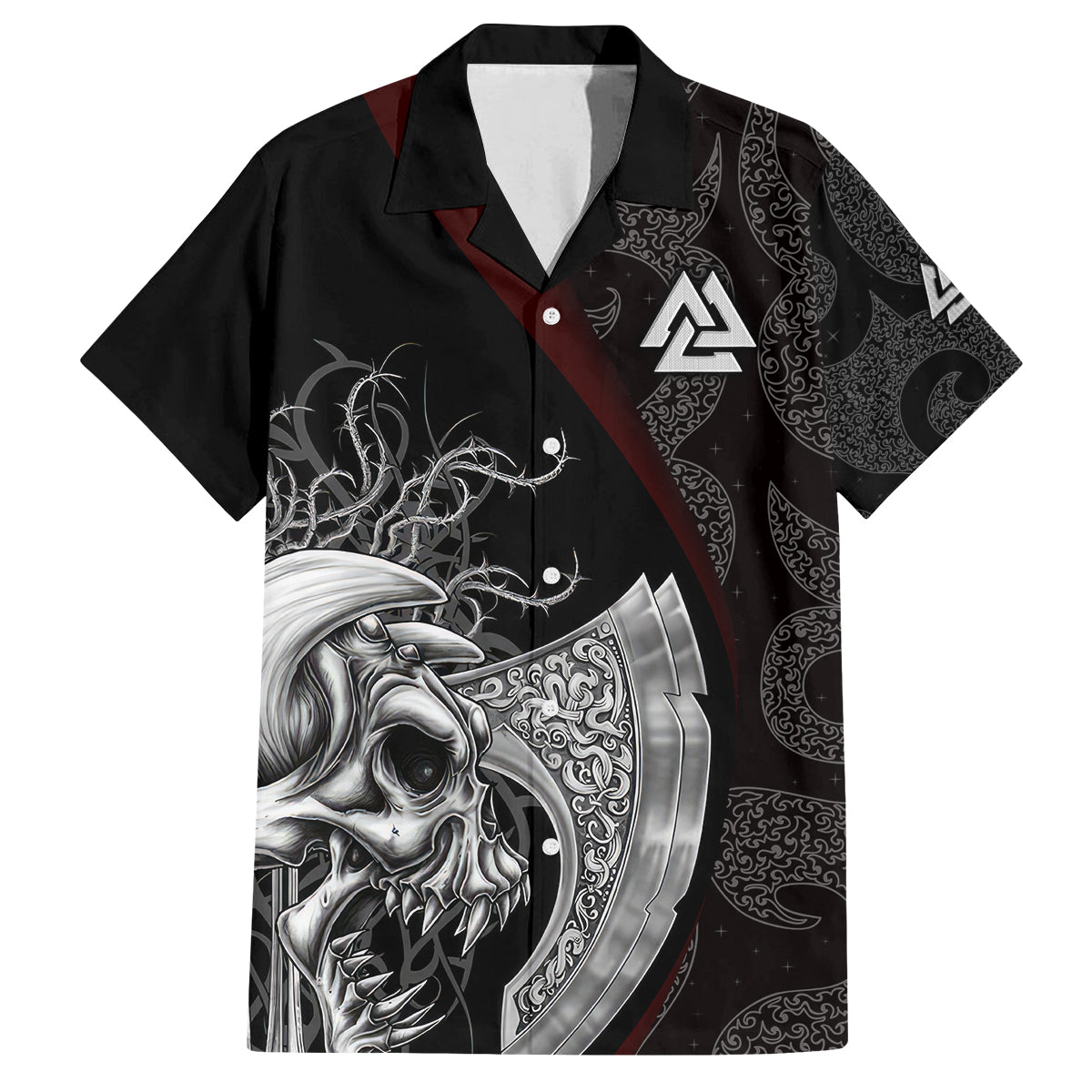 Viking Valhalla Family Matching Summer Maxi Dress and Hawaiian Shirt Skull And Axe - Wonder Print Shop