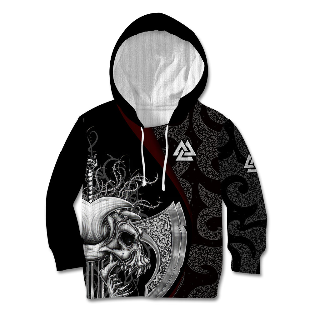 Viking Valhalla Kid Hoodie Skull And Axe - Wonder Print Shop