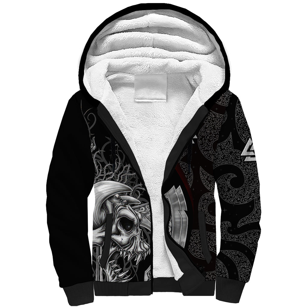 Viking Valhalla Sherpa Hoodie Skull And Axe - Wonder Print Shop