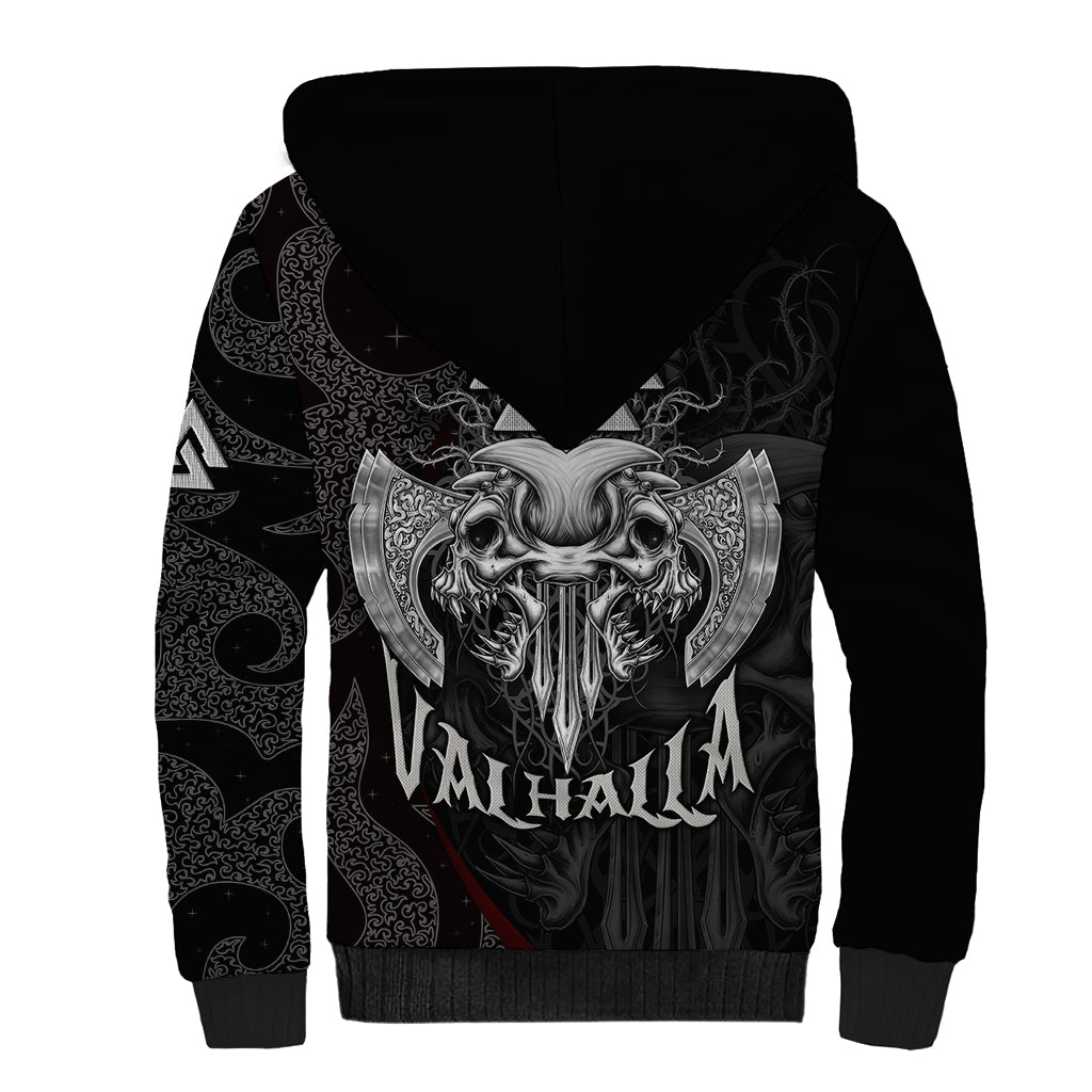 Viking Valhalla Sherpa Hoodie Skull And Axe - Wonder Print Shop