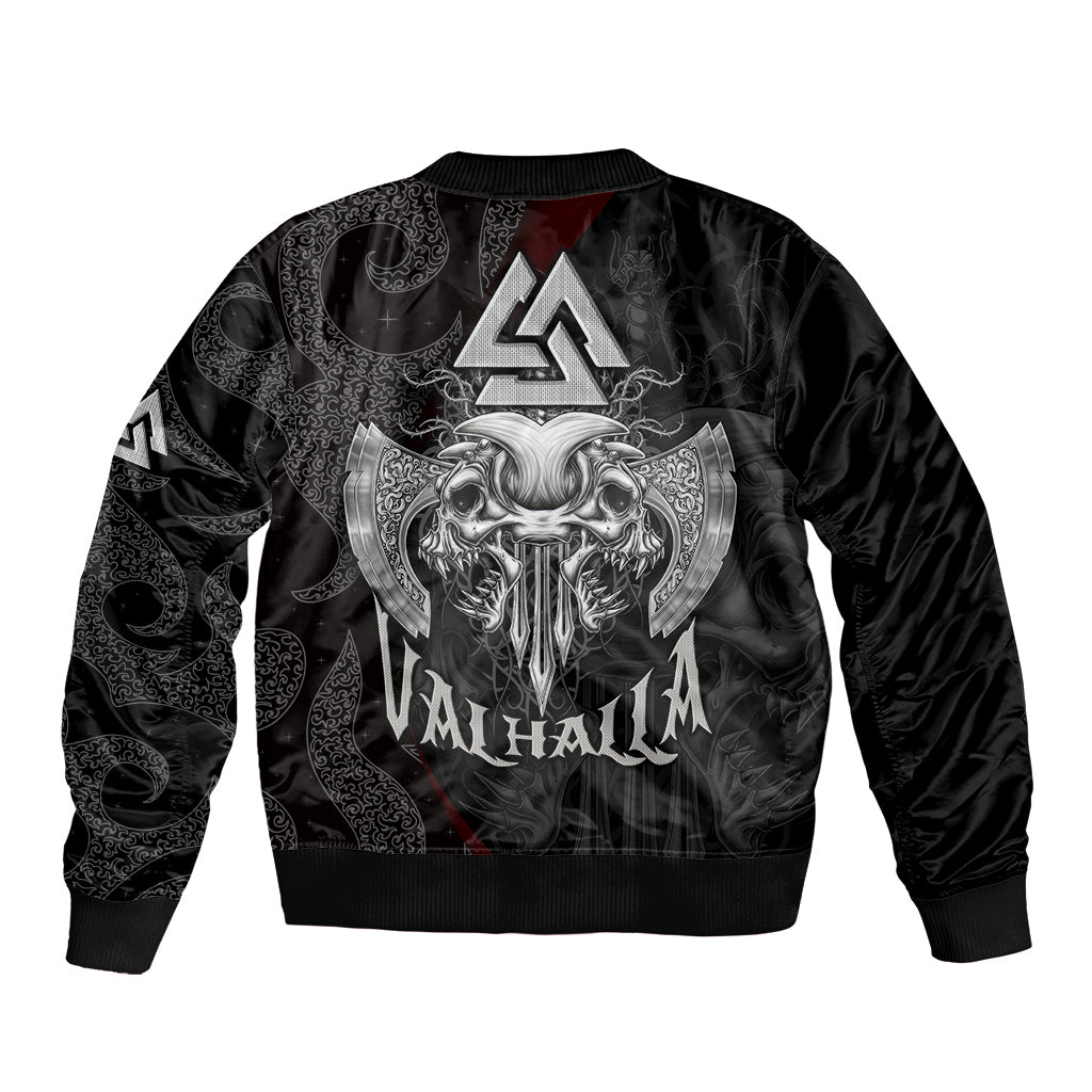 Viking Valhalla Sleeve Zip Bomber Jacket Skull And Axe - Wonder Print Shop