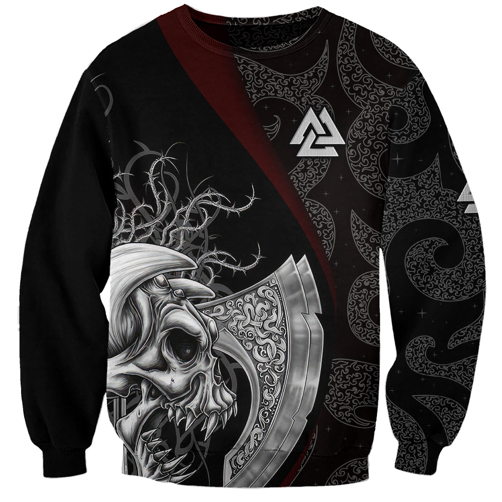 Viking Valhalla Sweatshirt Skull And Axe - Wonder Print Shop