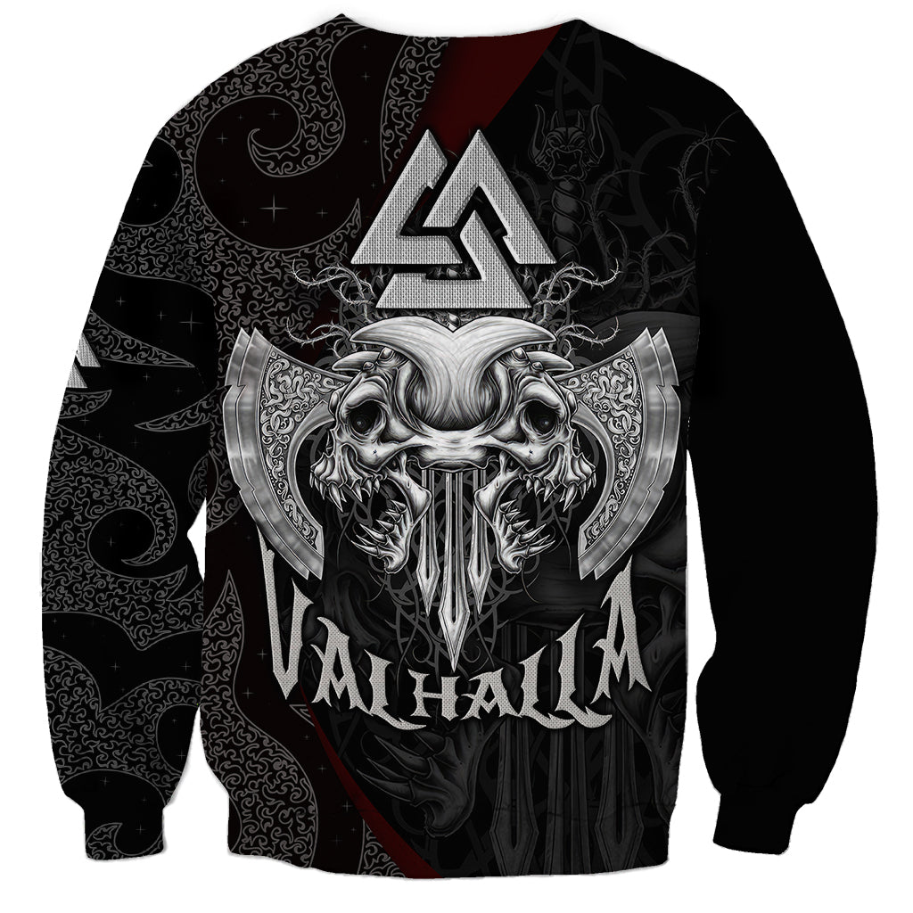 Viking Valhalla Sweatshirt Skull And Axe - Wonder Print Shop