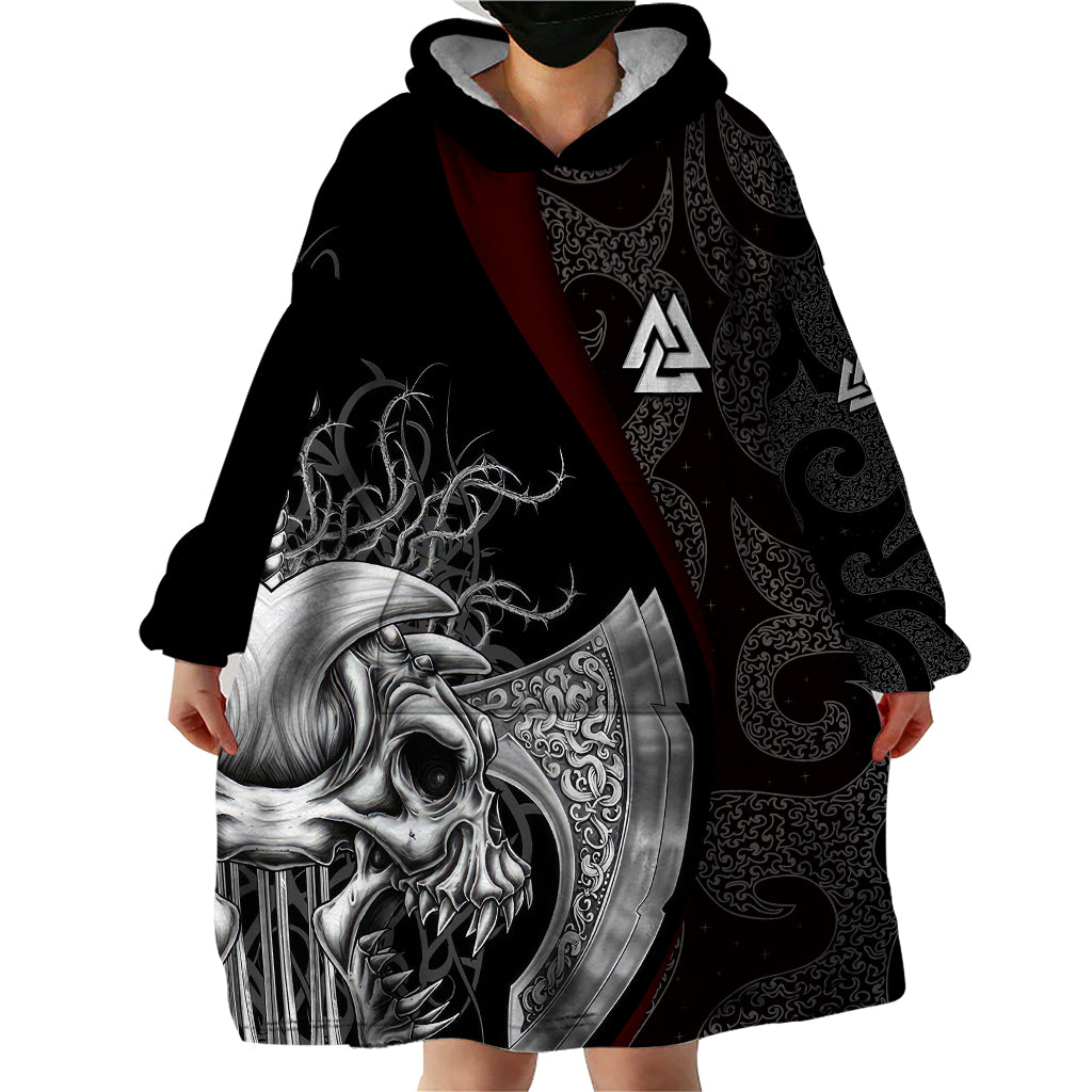 Viking Valhalla Wearable Blanket Hoodie Skull And Axe - Wonder Print Shop