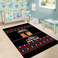 Meowy Christmas Woofy New Year Area Rug with Cat and Dog in Winter Hats and Festive Pattern Design - Wonder Print Shop