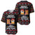 Meowy Christmas Woofy New Year Baseball Jersey with Cat and Dog in Winter Hats and Festive Pattern Design - Wonder Print Shop