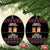 Meowy Christmas Woofy New Year Ceramic Ornament with Cat and Dog in Winter Hats and Festive Pattern Design - Wonder Print Shop