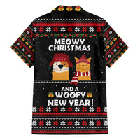 Meowy Christmas Woofy New Year Family Matching Puletasi and Hawaiian Shirt with Cat and Dog in Winter Hats and Festive Pattern Design - Wonder Print Shop