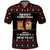 Meowy Christmas Woofy New Year Polo Shirt with Cat and Dog in Winter Hats and Festive Pattern Design - Wonder Print Shop