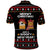 Meowy Christmas Woofy New Year Polo Shirt with Cat and Dog in Winter Hats and Festive Pattern Design - Wonder Print Shop