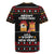 Meowy Christmas Woofy New Year Rugby Jersey with Cat and Dog in Winter Hats and Festive Pattern Design - Wonder Print Shop