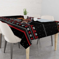 Meowy Christmas Woofy New Year Tablecloth with Cat and Dog in Winter Hats and Festive Pattern Design - Wonder Print Shop