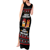 Meowy Christmas Woofy New Year Tank Maxi Dress with Cat and Dog in Winter Hats and Festive Pattern Design - Wonder Print Shop